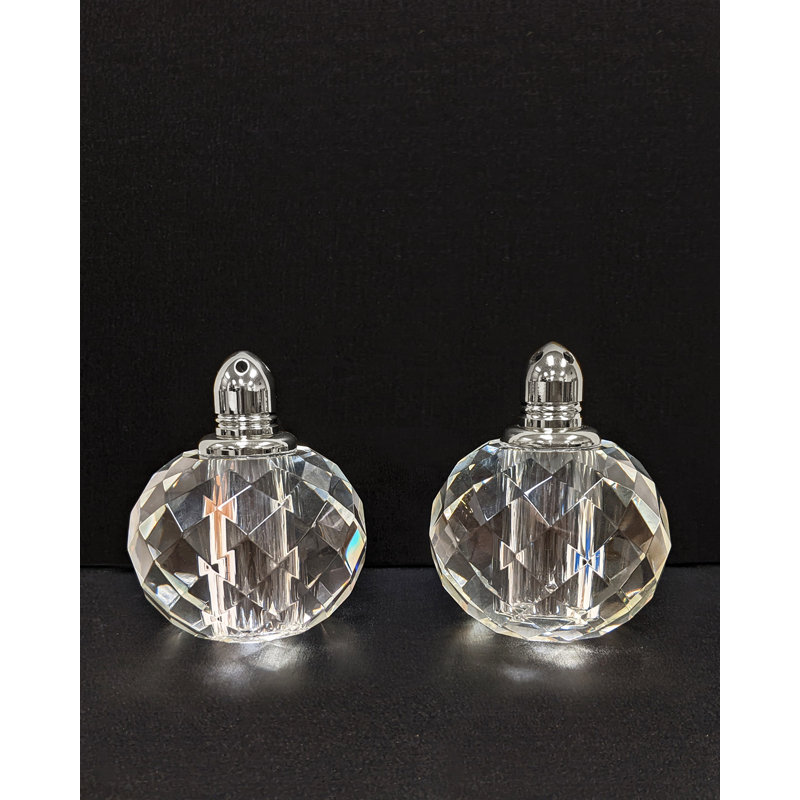 Salière et poivrière ronde en cristal, Argent