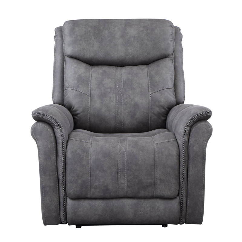 Wajieh Morrison Power Recliner Stone, Gray Faux Leather