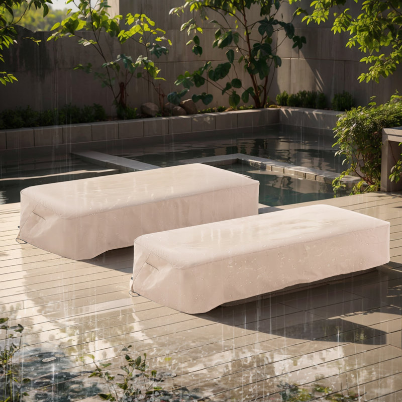 Outdoor Patio Chaise Lounge Cover, Beige