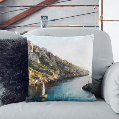Sailboat in Marseille France Painting Scatter Cushion