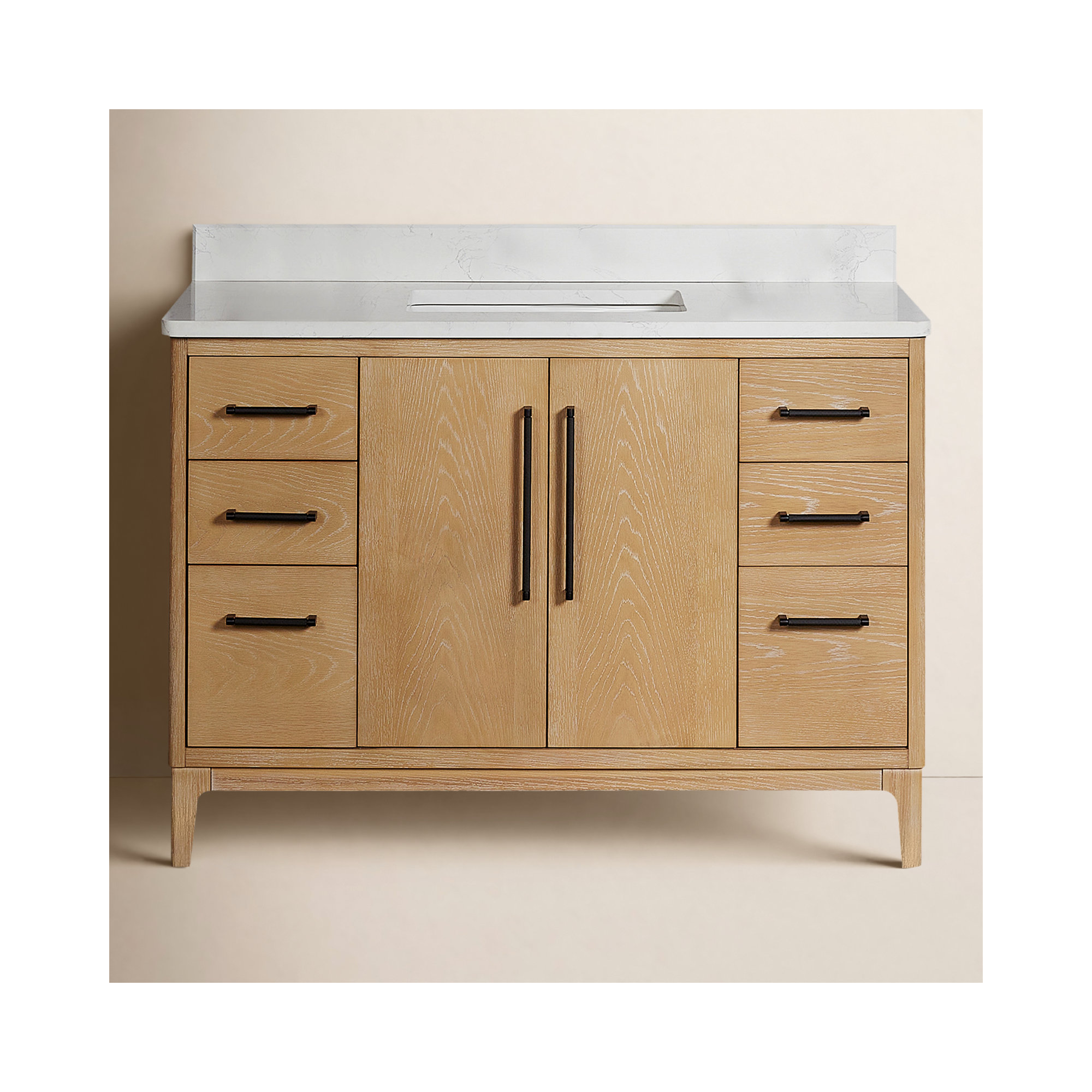Langosta 48 Free Standing Single Bathroom Vanity with Top, Washed Ash Gray
