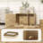 Boho Style Cat Litter Box Enclosure with Rattan Door, Scratching Mat, Non-slip Foot Pads, Cat Litter Funiture End Side Table, 31.5" x 20" x 20"