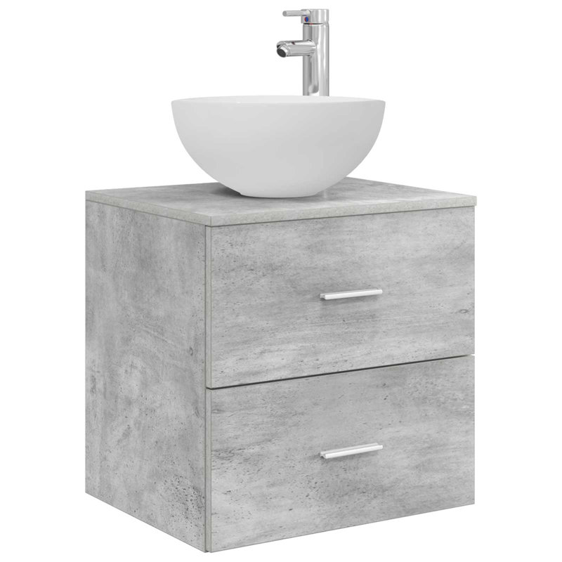 Single Bathroom Vanity with Ceramic Basin, Concrete Grey