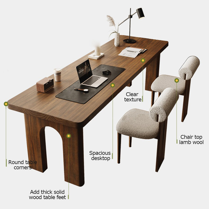 78.74"Light walnut Rectangular Solid Wood desks, 29.53" H x 94.49" W x 27.56" D