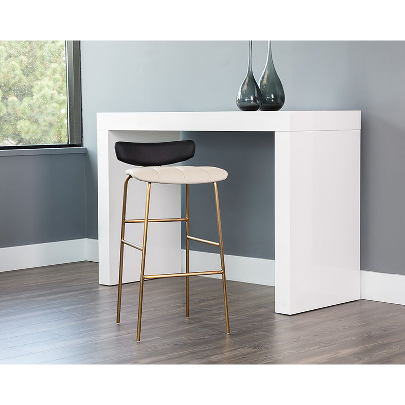 Lorelei Upholstered Bar Stool, Black Faux Leather, Counter Stool (26" Seat Height)