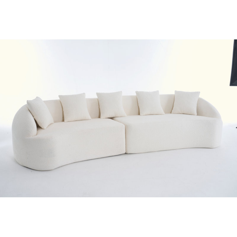 Canapé courbé sans os, canapé modulaire à compression, blanc haute densité, canapé-lit pour salon, salon, appartement, chenille