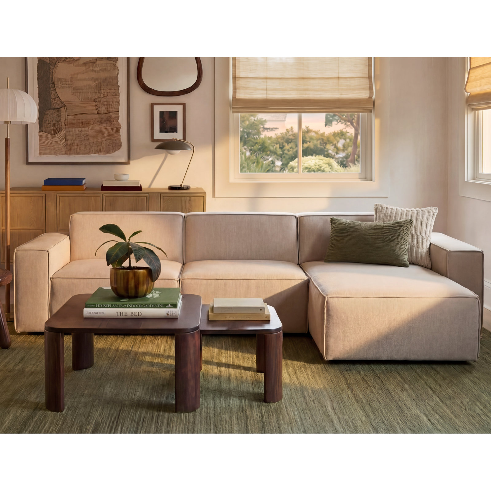 Shonnard Modular Sectional, Beige Cotton Blend