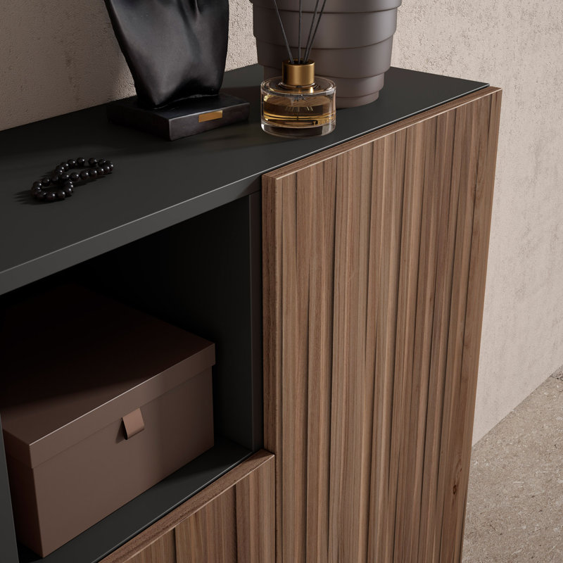 Moss 12 Pair Shoe Storage Cabinet, Natural/Black