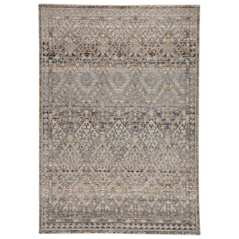 Tapis gris à motif géométrique Tandie, Rectangulaire 8 pi x 10 pi