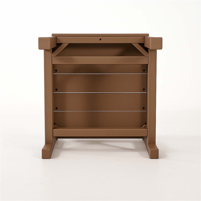 Wooden Colour  Armless Outdoor Chairs – HDPE Material   Set Of 2, Brun