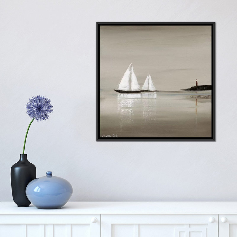 «Sailing I», reproduction sur toile, H 18 po x l 18 po x P 1,5 po, Toile avec cadre noir, Pas de tapis