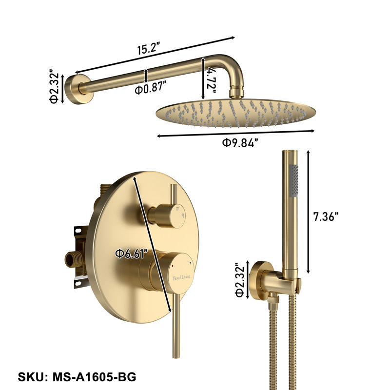 with Rough in-Valve, Brushed Gold