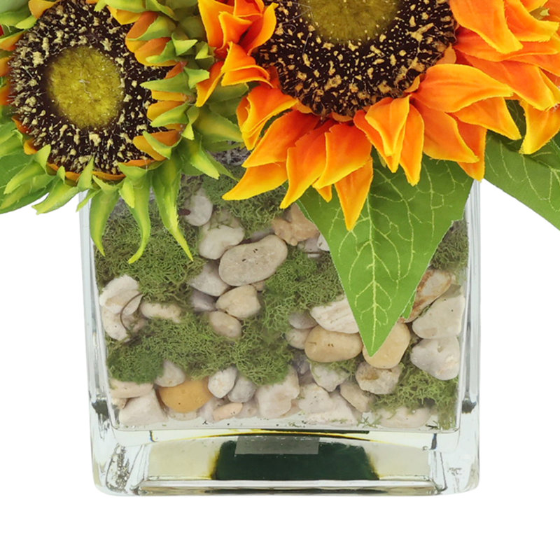 Faux Sunflowers in Vase, Orange
