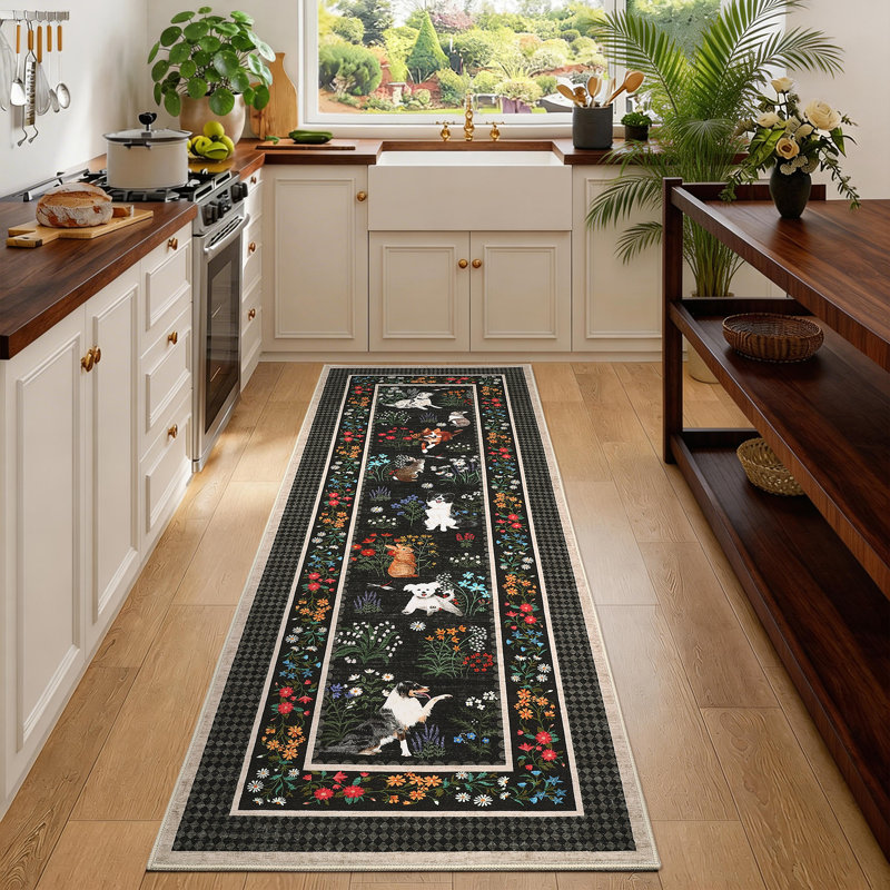 Area Rugs Floral Washable Rugs Living Room Area Rugs Boho Bedroom Rug Non Slip Botanical Floor Carpet for Dining Room Home Office Farmhouse