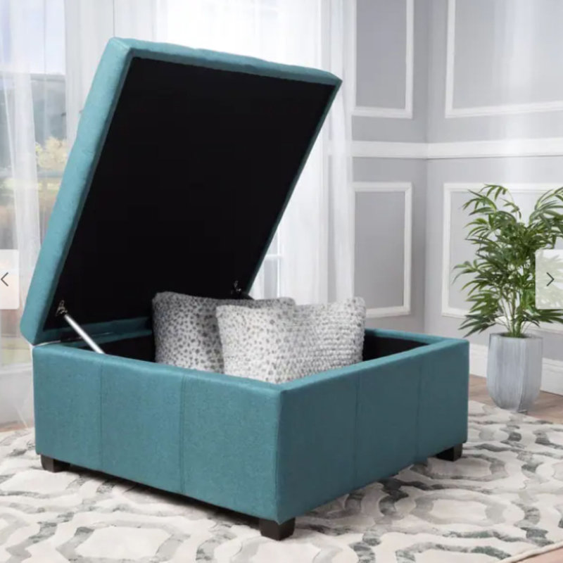 Tufted Square Storage Ottoman, Teal