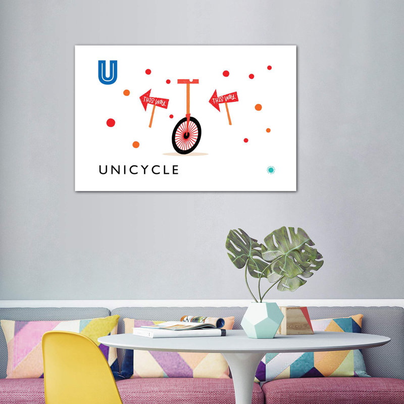 «U Is for Monicycle» - Impression, Aucun mat, H 40 po x l 60 po x 1,5 po, Toile tendue