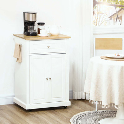 Chariot pour îlot de cuisine roulant, table de service avec chariot, tablette réglable et 2 porte-serviettes