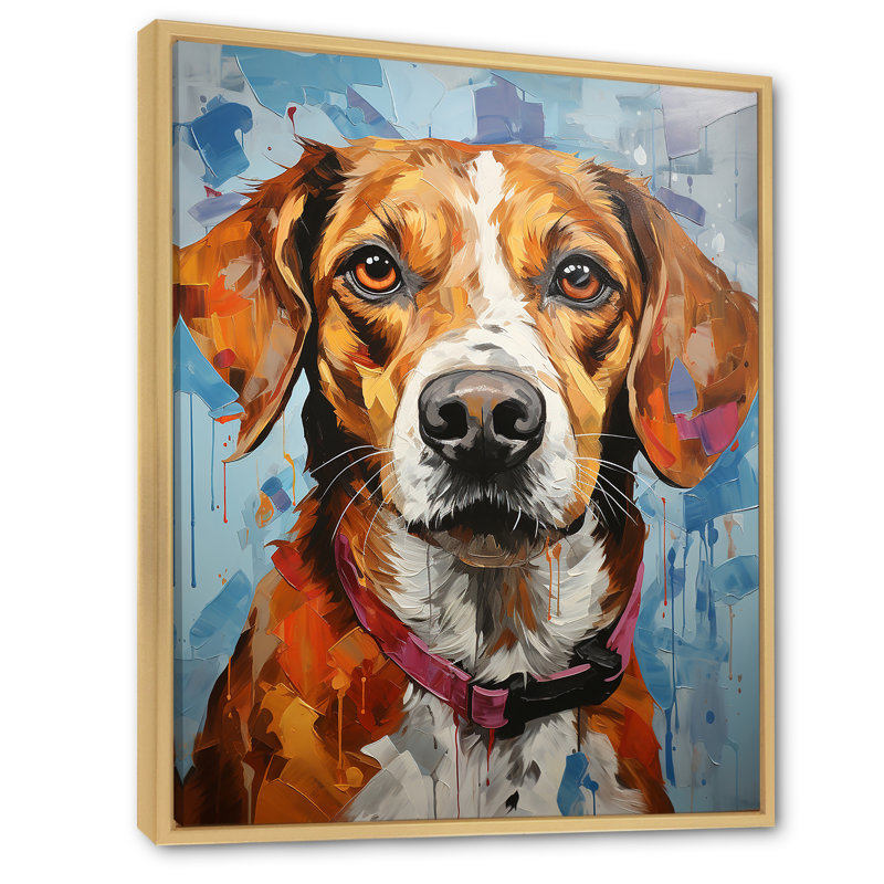 Beagle Bliss II sur impression sur toile, H 20 po x l 12 po x P 1 po, Cadre naturel flottant