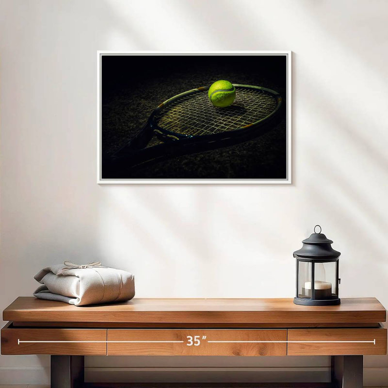 Tennis contemporain, Cadre flottant blanc, 19 po x 13 po