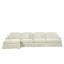 Canapé modulaire classique à trois places en forme de L avec accoudoirs évasés et volants amovibles, jupes plissées et pieds fuselés, canapé à quatre places en chenille confortable avec repose-pieds mobile, blanc beige-413503985