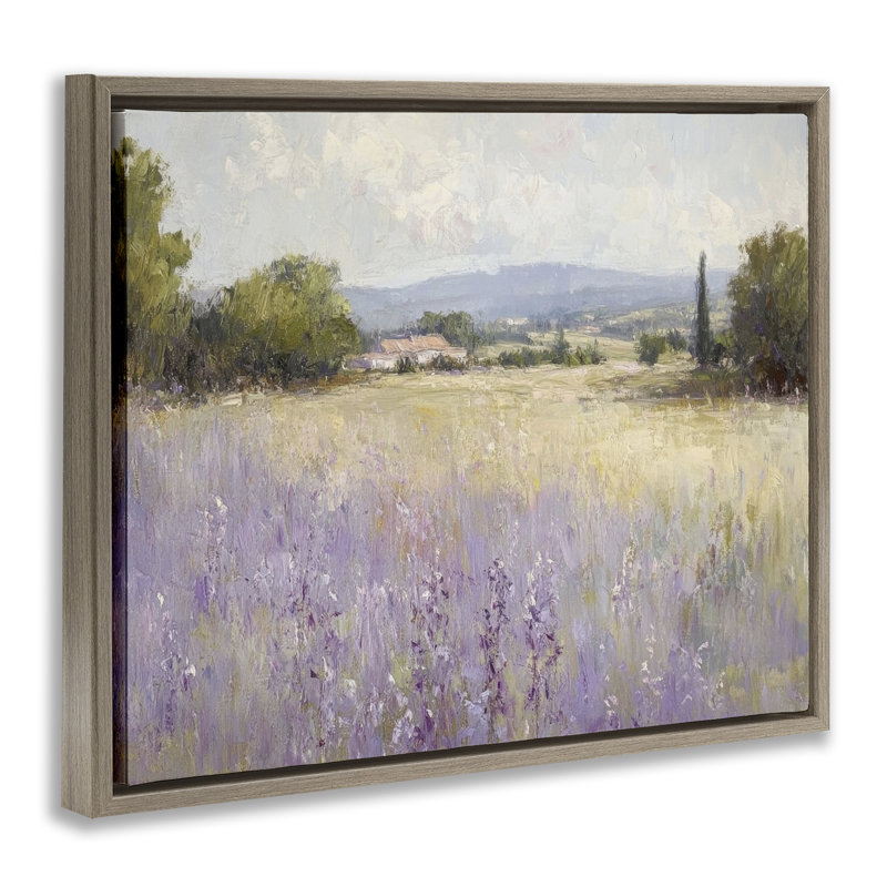 Cadre flottant Lavender Farmland Meadow, design par Petal Prints Design, Cadre flottant orme Montalcino, H 17 po x l 21 po