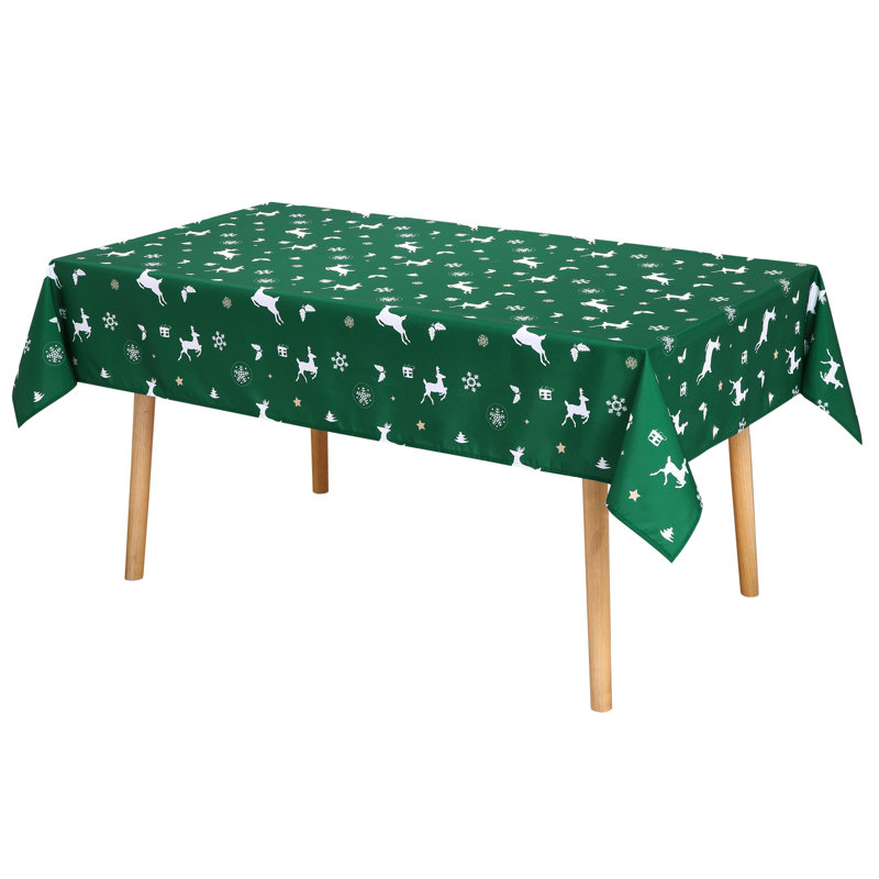 Nappe imperméable et facile à nettoyer avec arbre de Noël et flocon de neige, L 120 po x l 60 po, Vert