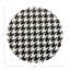 Houndstooth Black White Vegan Leather Round Coasters-606181837