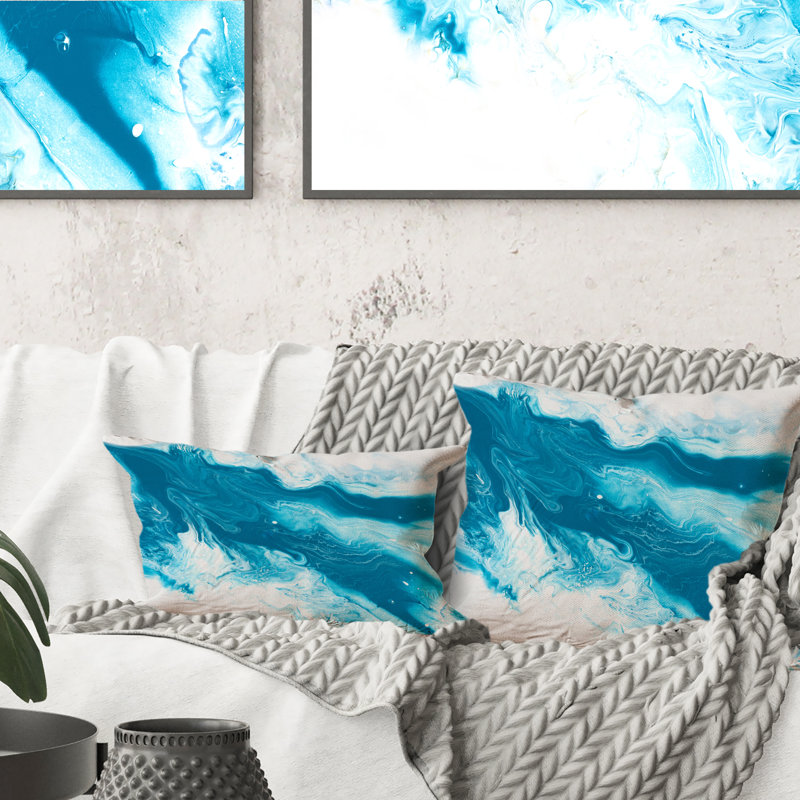 Art à encre liquide dans des tons de bleu clair II - Coussin décoratif imprimé moderne 1