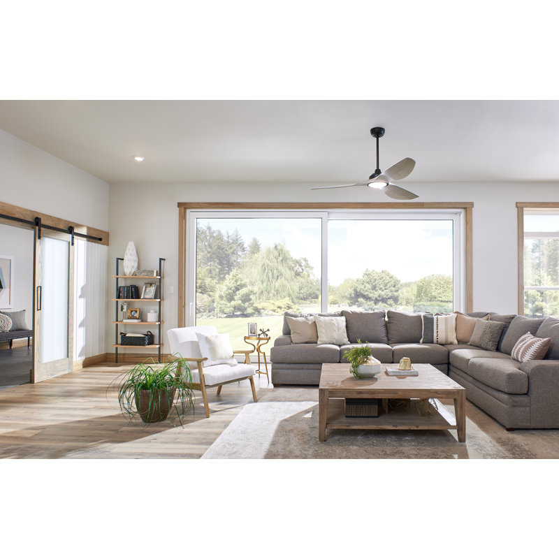 Kichler Imari 65" 3 - Blade LED Propeller Ceiling Fan with Wall Control and Light Kit Included, Satin Black