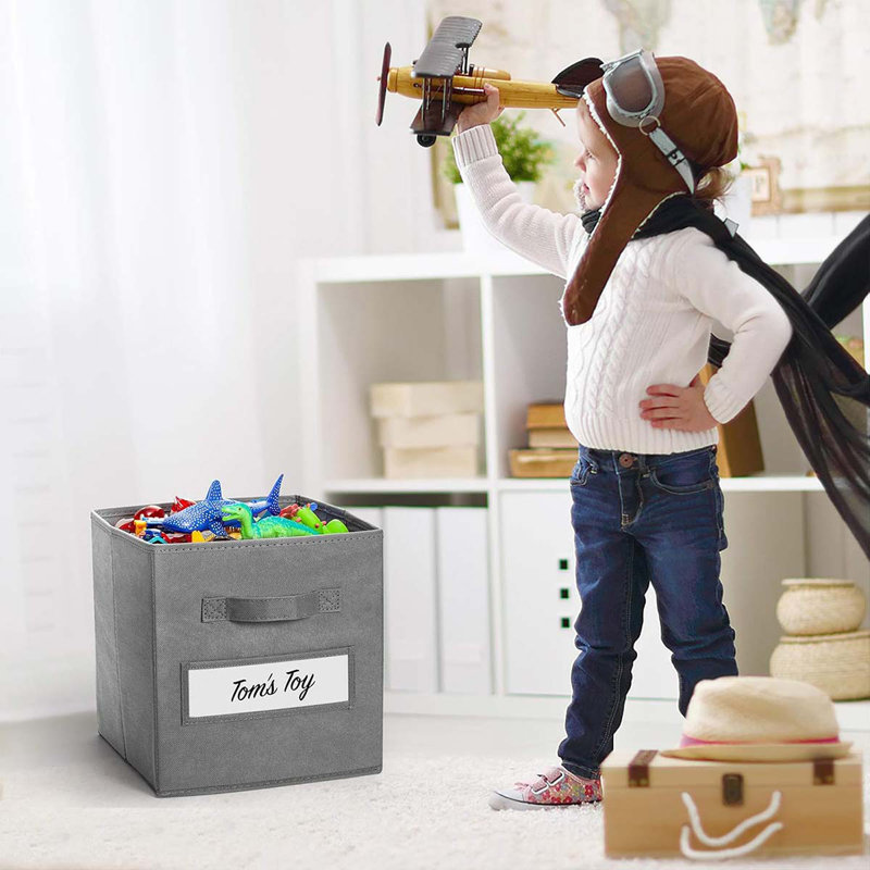 11X11 Storage Cube Bins (Set Of 10) Foldable Fabric Storage Cubes With 10 Labels Window Cards & A Pen,11 Inch Cube Storage Bin,Closet Organizers For Shelves,Cubby Organizer Boxes,