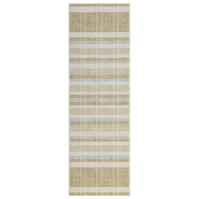 Tapis lavable à carreaux à poils courts avec envers antidérapant, Riz chameau, 2 x 6 pi