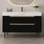 Meuble-lavabo moderne avec lavabo encastré, plateau en pierre frittée, bois massif multi-couches imperméable et rangement spacieux pour un design élégant et fonctionnel