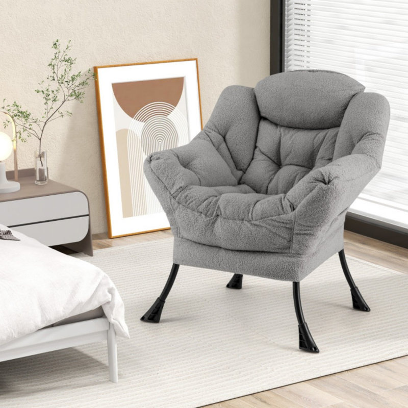 Chaise d'appoint rembourrée avec coussin Sherpa