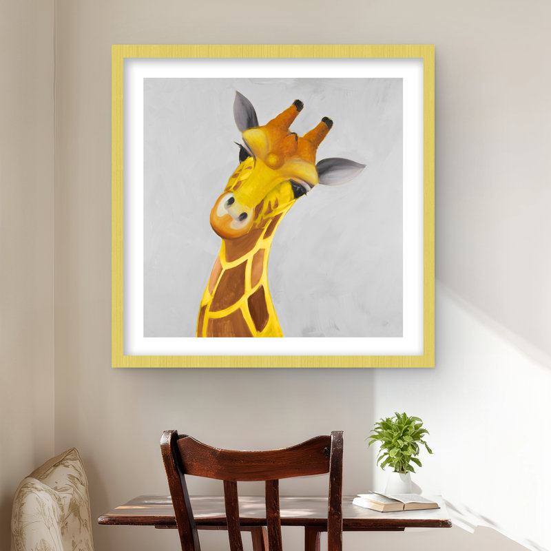 Curieuse girafe - reproduction d'art contemporain encadrée