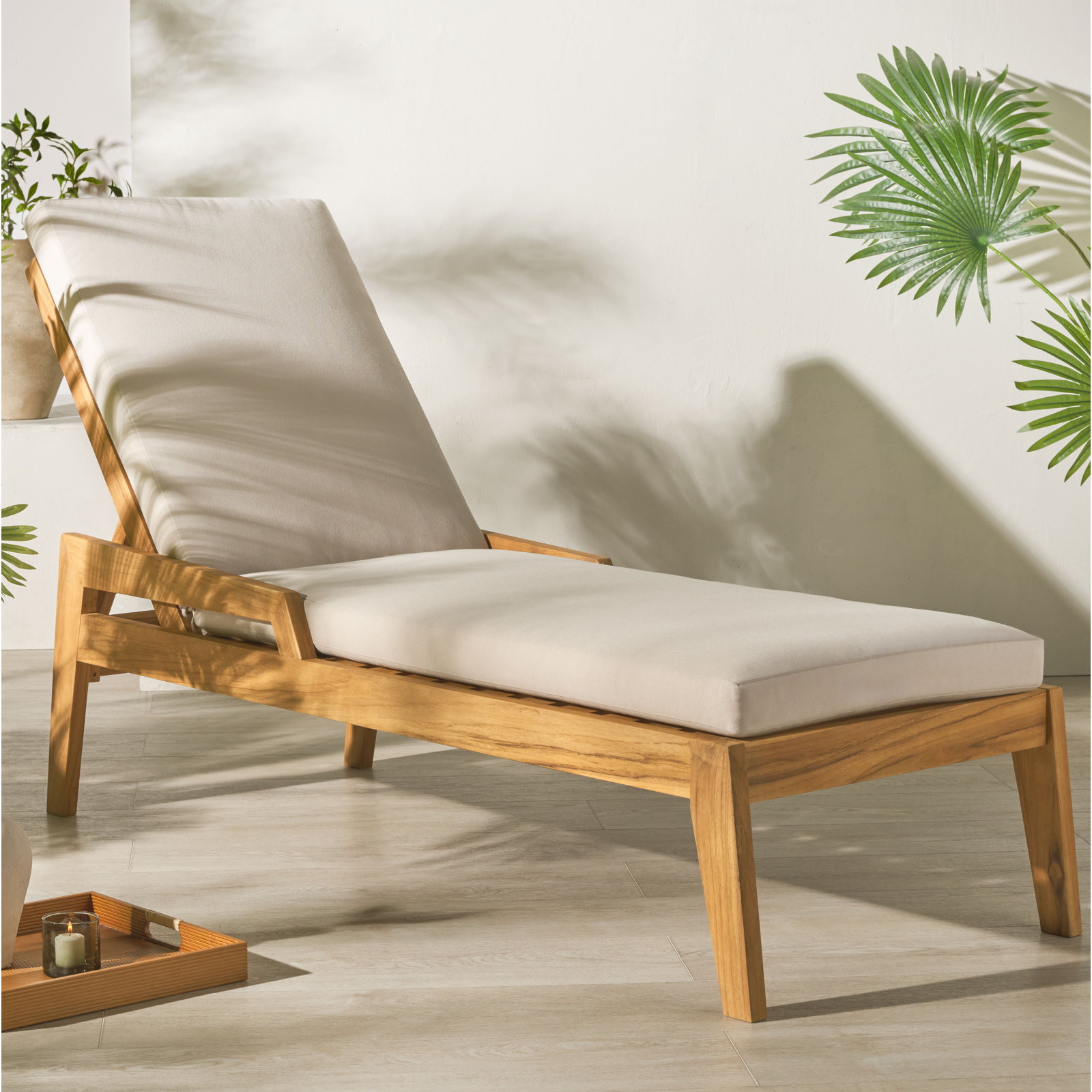 Headly 26" Teak Patio Chaise Lounge