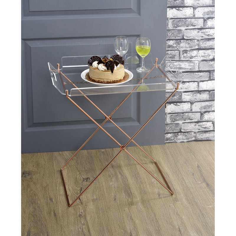 Table-plateau rectangulaire non pliable avec base amovible en acrylique transparent de 5 mm en forme de «x» en métal transparent de 8 mm, dimensions de 22 po, profondeur de 16 po, capacité de 100 lb avec poids pliable, large, haut, profond
