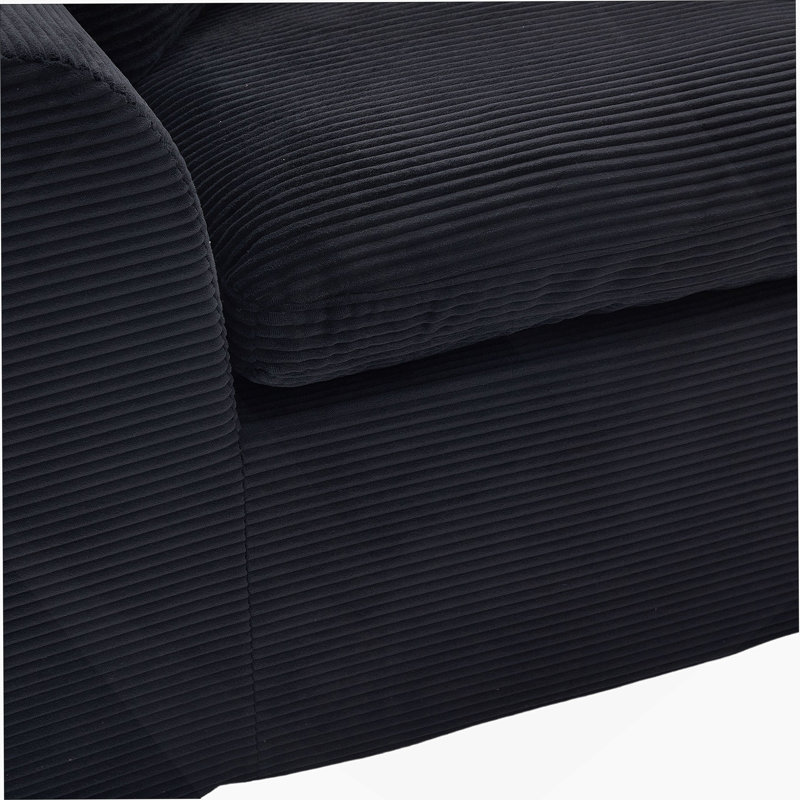 Boneless Modular Sectional Sofa Cloud Couch,Comfy Cloud Modern Sofa,2 Seater With Cushion Covers, Black
