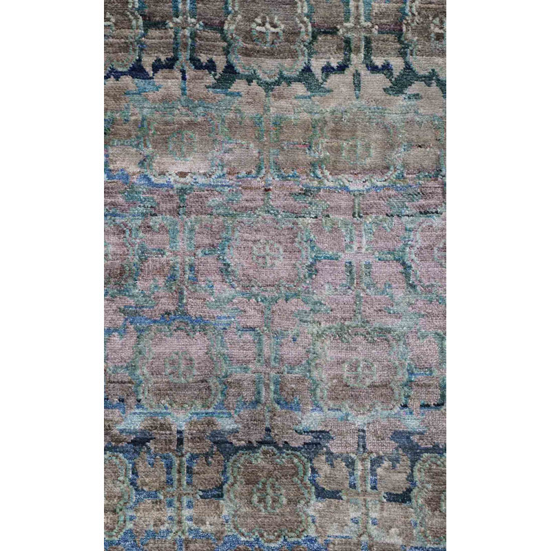 Silk Treasures Geometric Area Rug in Blue