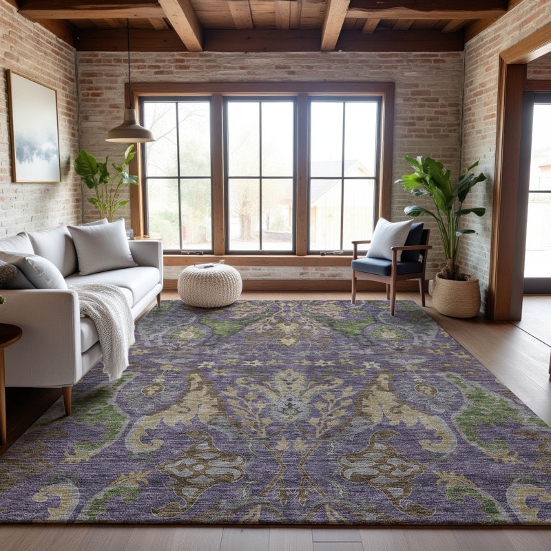 Premium Machine Washable Gurubaksh AMF1153 Global Rug, Rectangle 2 pi 6 po x 3 pi 10 po
