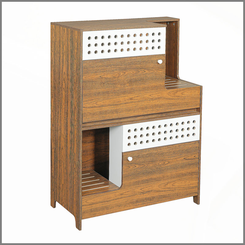 Ensemble de meubles modernes 2 en 1 pour chat 2 en 1, table d'appoint pour litière pour chat, maisonnette avec rangement pour 2 petits chats - Brun
