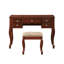 Meuble-lavabo classique avec tabouret, couleur cerise, fabrication, miroir ouvert, placage de peuplier et tabouret, mobilier de chambre à coucher, siège rembourré, contreplaqué-1358272040