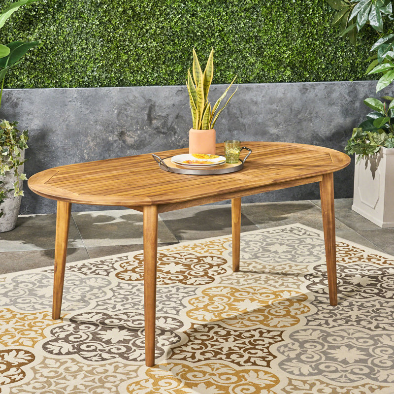 Chic Wood Table For Outdoor Living - Adds A Look With Construction Provides Stable Base