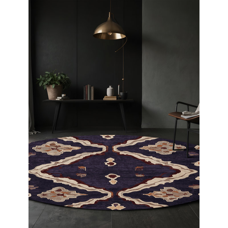 Tapis mauve soyeux et moelleux, Rond 8 pi