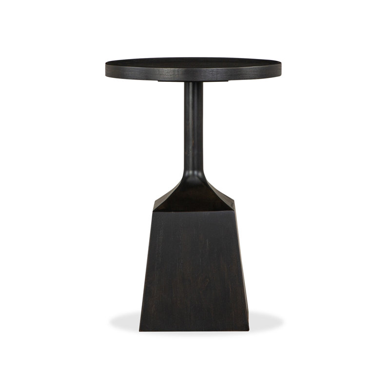 Joonwon Solid Wood Pedestal End Table, Black