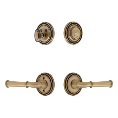 Grandeur Soleil Rosette Entry Set with Georgetown Lever in Vintage Brass
