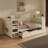 Wooden Daybed with Side Shelves and Drawers, Storage Bed with Multi-Functional Desk and Charging Station