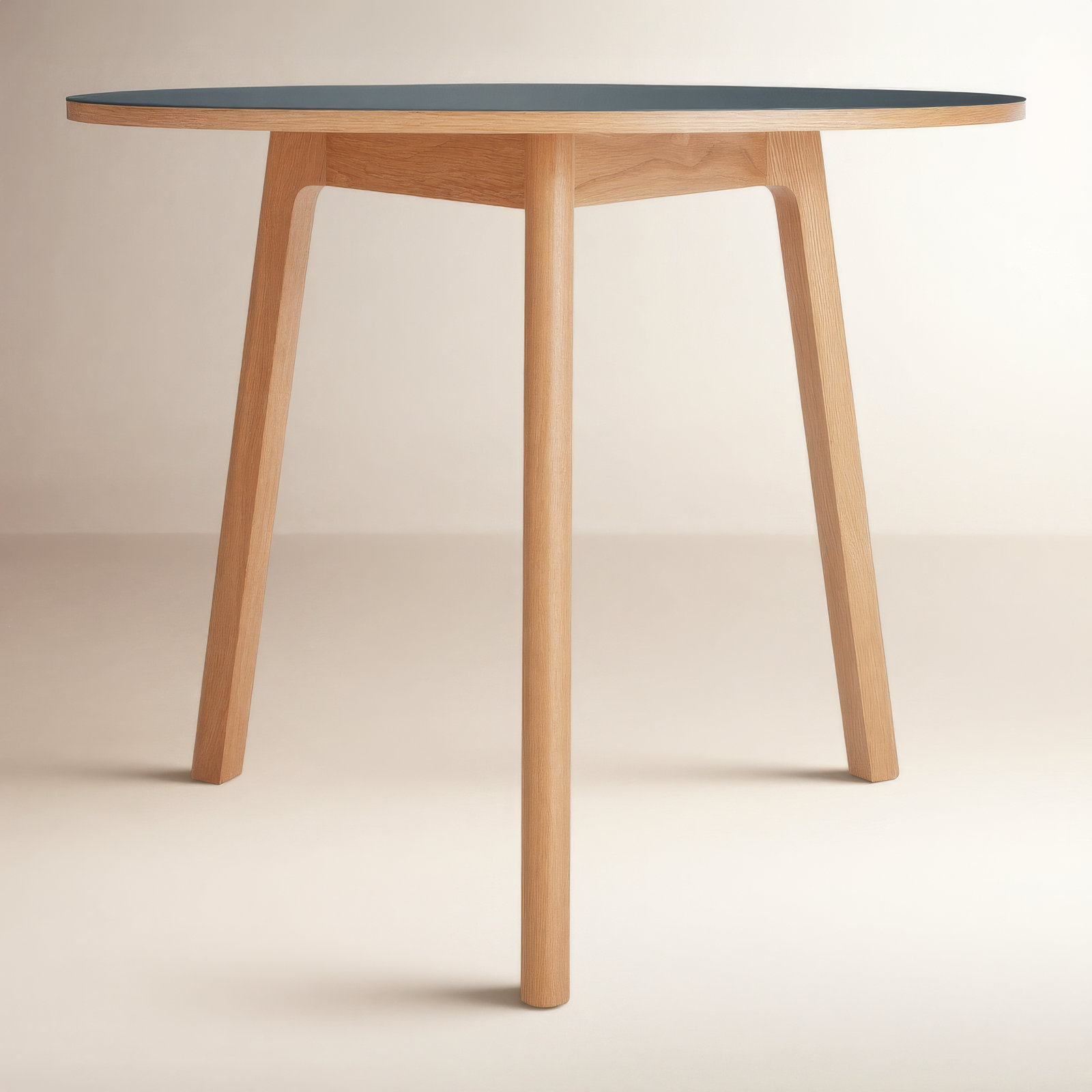 Apt Café Round Dining Table, Navy Green, 30" W x 30" L, White Oak