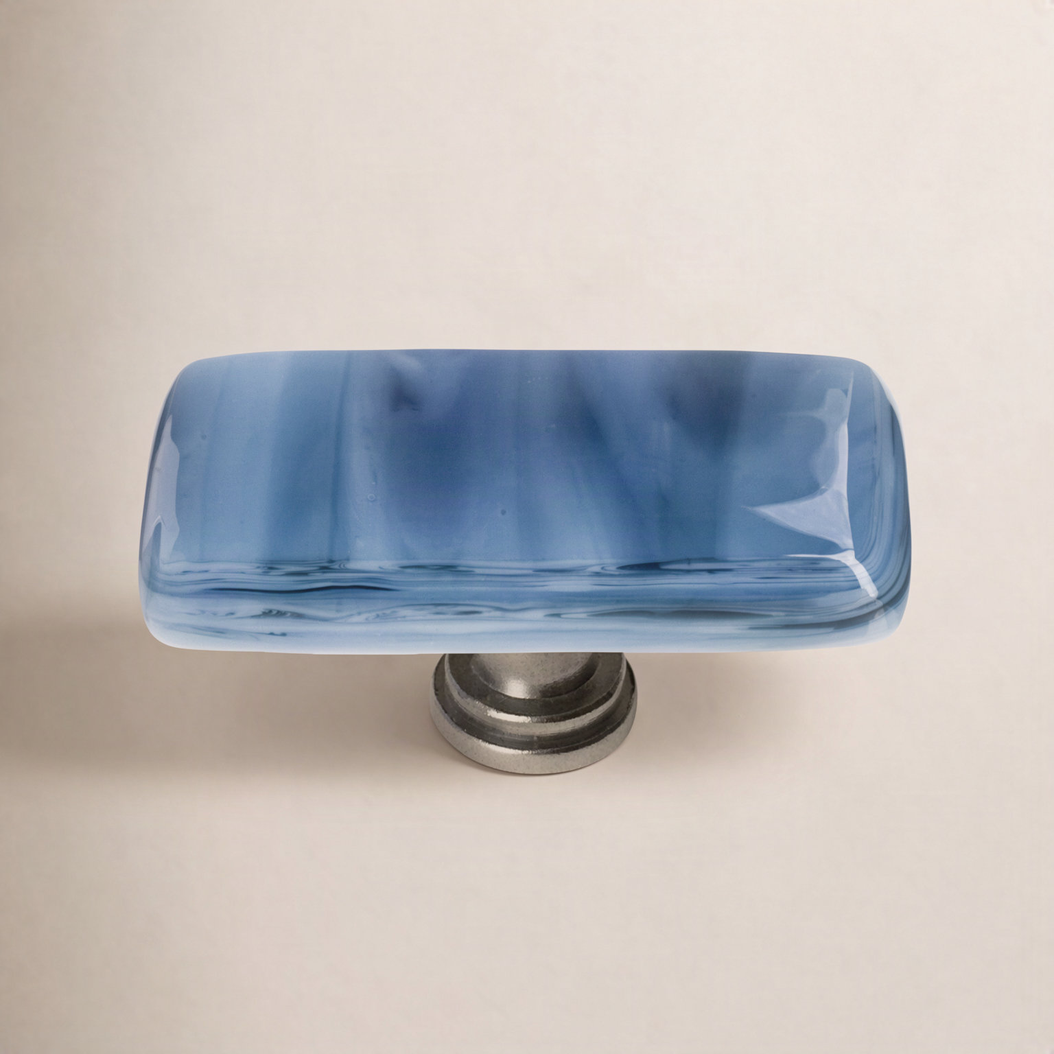 Cirrus Rectangular Cabinet Knob, Marine Blue/Satin Nickel