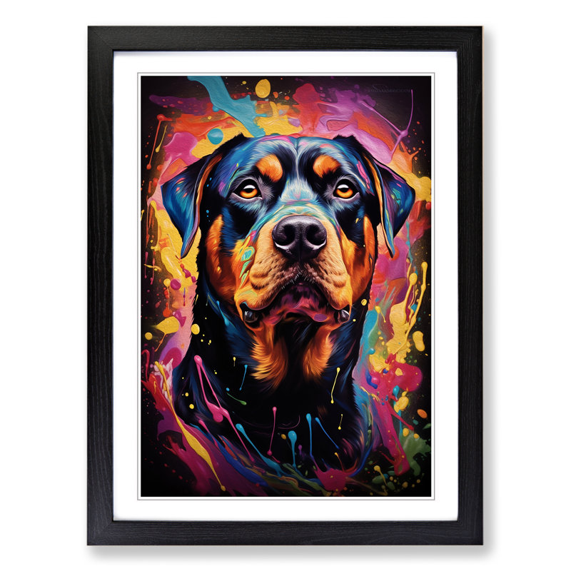 Rottweiler Abstract Art - Framed Print, Black Framed, 64cm H x 46cm W x 2cm D