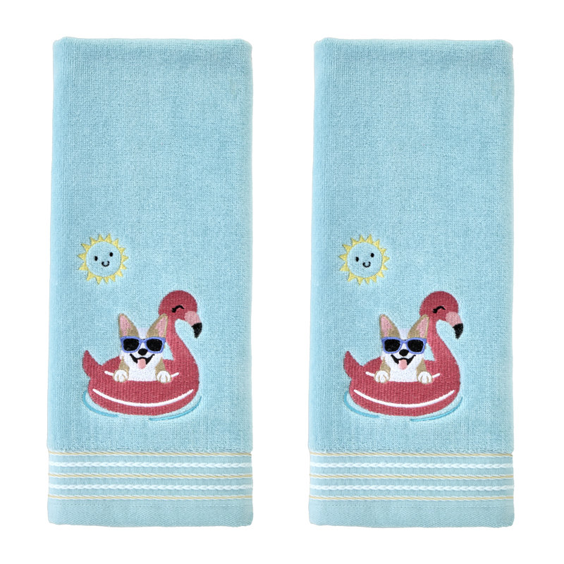 FLOATING CORGI EMB HAND-AQUA